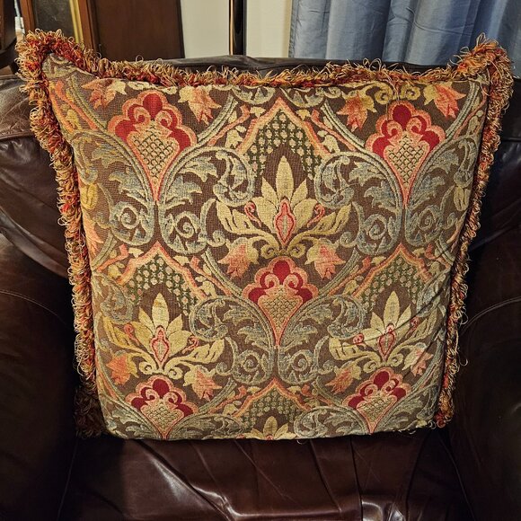 RARE AUSTIN HORN DAMASK JACQUARD BED THROW DECORATIVE ACCENT PILLOW - Picture 1 of 12
